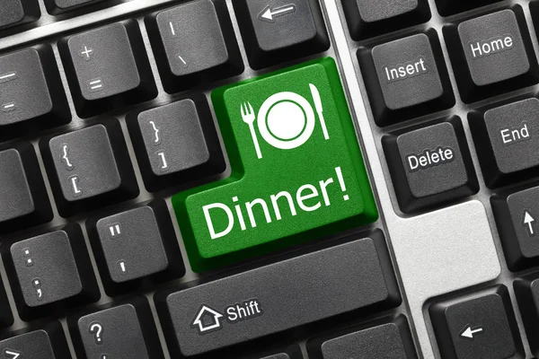Konceptuella tangentbord - middag (grön nyckel) — Stockfoto