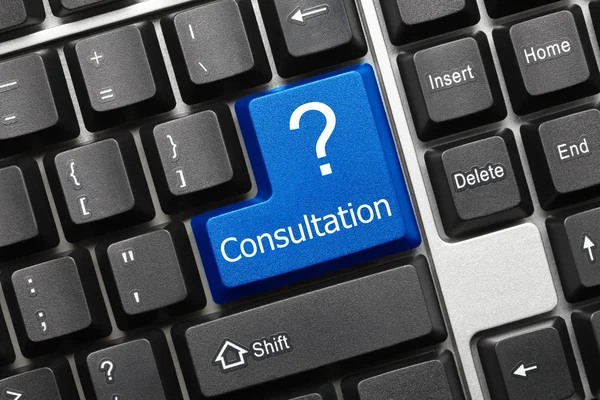 Conceptual keyboard - Consultation (blue key with question mark) — Stock Photo, Image