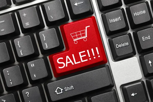 Conceptuele toetsenbord - verkoop (rode toets) — Stockfoto