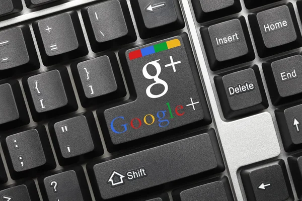 Kavramsal klavye - Google + (ile logo) — Stok fotoğraf