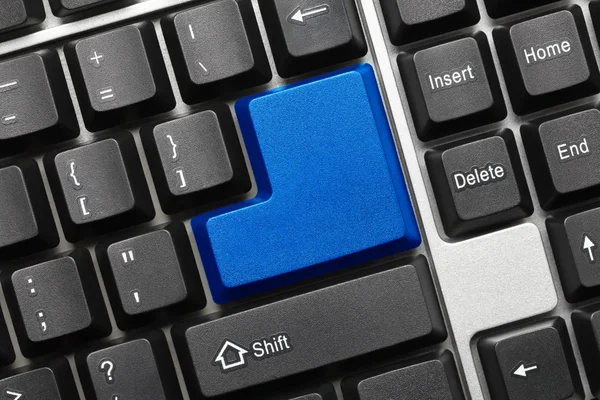 Konceptuella tangentbord - tom blå knapp — Stockfoto