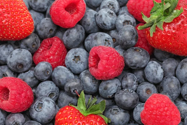 Strawberry, blueberry and raspberry. Background — Stock Photo, Image