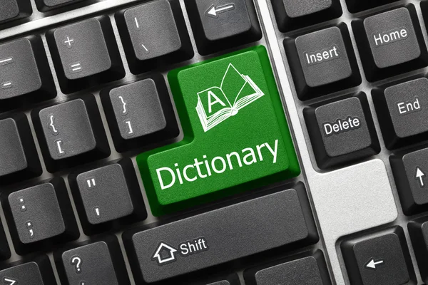 Conceptual keyboard - Dictionary (green key) — Stock Photo, Image