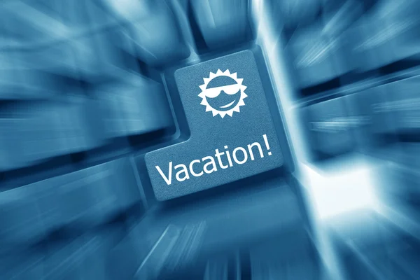 Teclado conceptual - Tecla de vacaciones (tono azul). Efecto zoom — Foto de Stock