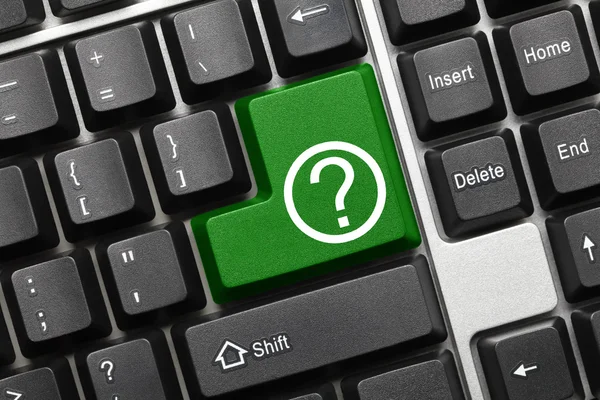 Conceptual keyboard - Question mark (green key) — Stock Photo, Image