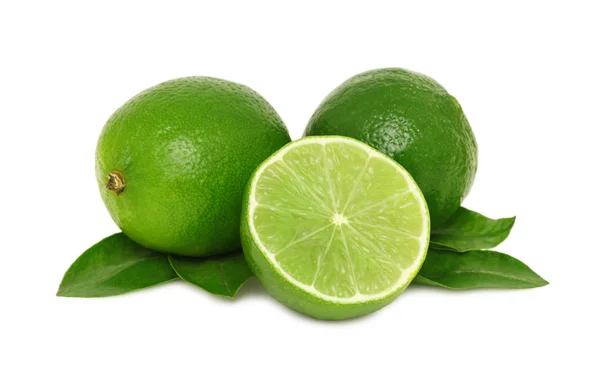 Ripe limes with leaves (isolated)