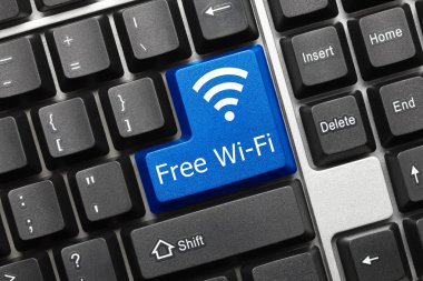 Kavramsal klavye - ücretsiz Wi-Fi (mavi tuş)