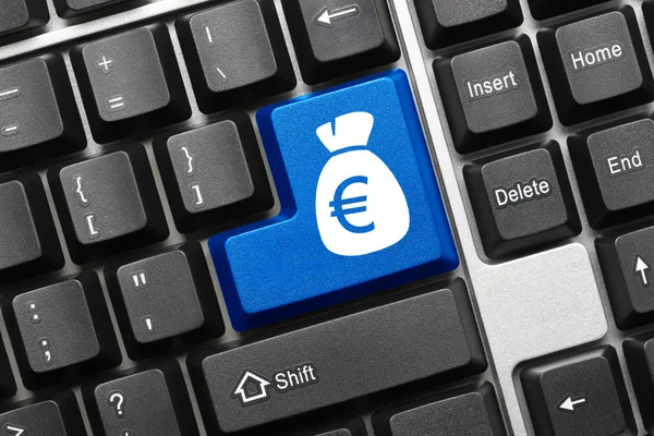 Conceptual keyboard - Bag of euros (blue key) — Stock Photo, Image