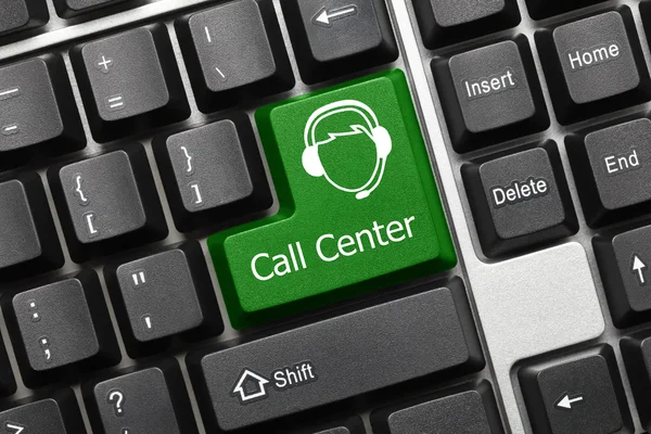 Conceptual keyboard - Call Center (green key with operator symbo — Stock Photo, Image