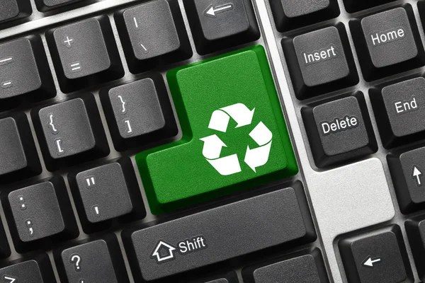 Conceptual keyboard - Recycling symbol (green key) — Stock Photo, Image