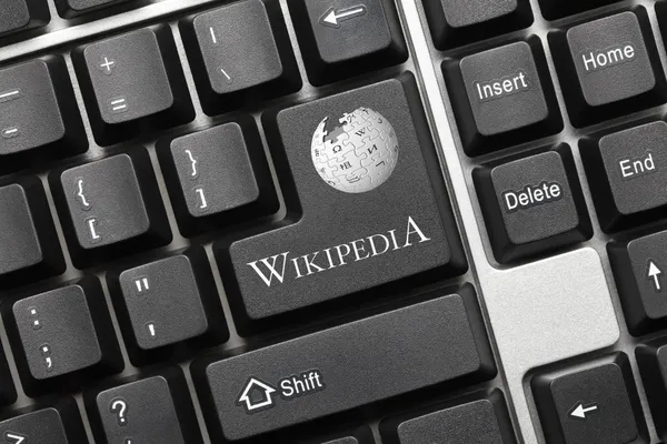 Conceptuele toetsenbord - Wikipedia (sleutel met logo) Rechtenvrije Stockafbeeldingen
