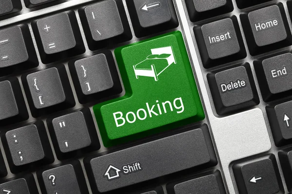 Conceptual keyboard - Booking (green key) — Stock Photo, Image