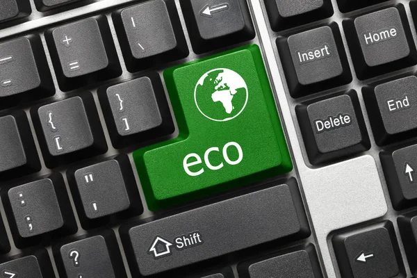 Teclado conceitual - Eco (tecla verde com ícone do mundo ) — Fotografia de Stock