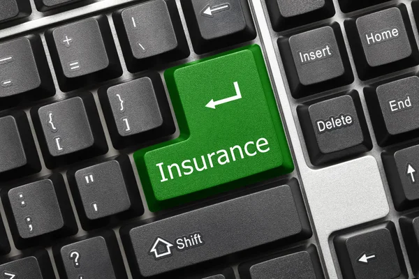 Conceptual keyboard - Insurance (green key) — Stock Photo, Image