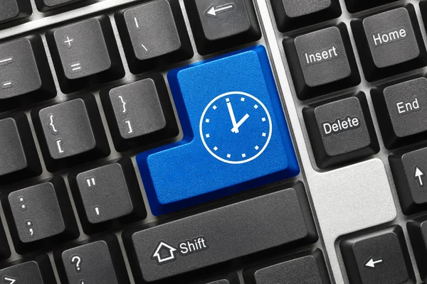 Conceptual keyboard - Time icon (blue key) — Stock Photo, Image