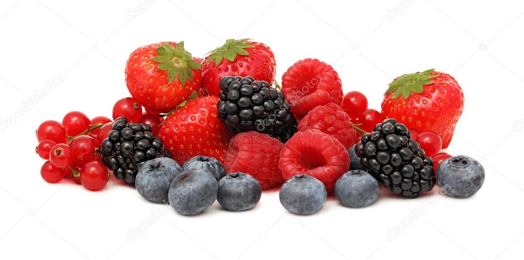 Pile of different berries (isolated)