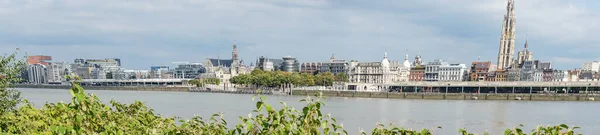 Antwerpen Belgien Europa Liten Båt Vattensamling Med Stad Bakgrunden — Stockfoto