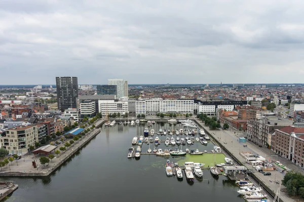 Antwerpen Belgien Europa Vattensamling Med Stad Bakgrunden Hamn — Stockfoto