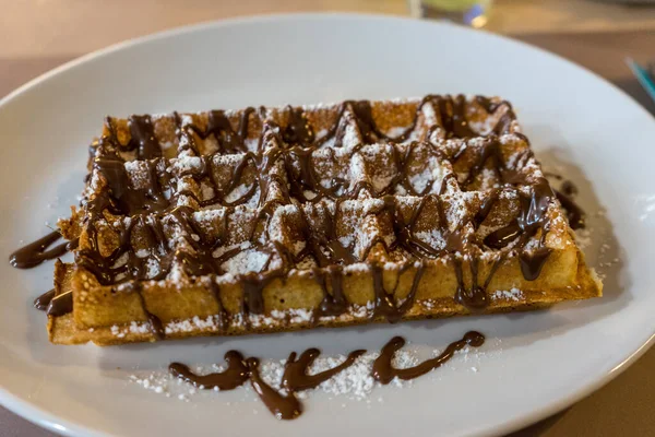 Antwerpen België Europa Met Chocolade Bedekte Belgische Wafel — Stockfoto