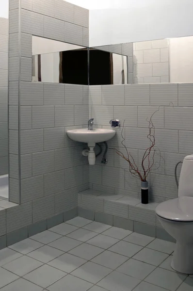 küçük bir banyo duş ile