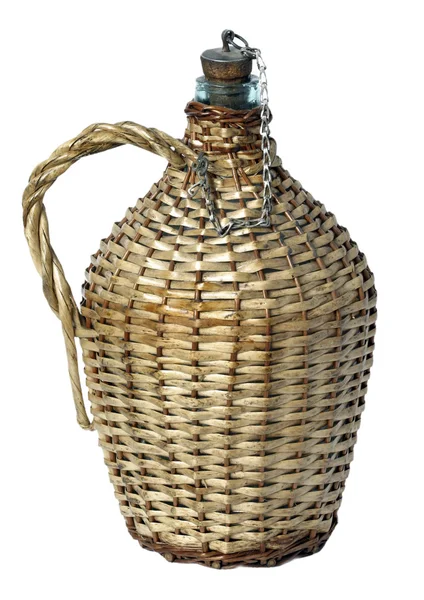 枝編み細工品バスケットの大きなボトル — ストック写真
