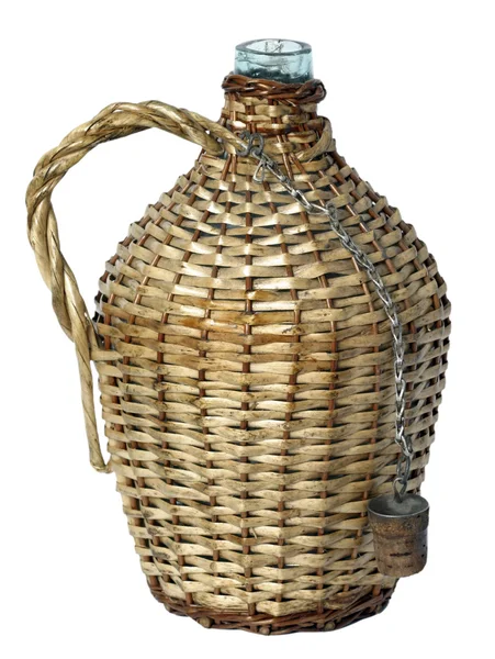 枝編み細工品バスケットの大きなボトル — ストック写真