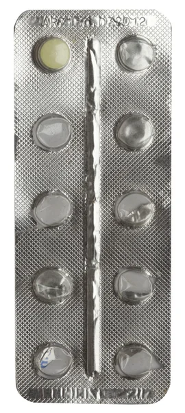 Pilulky v blistru izolované na bílém pozadí — Stock fotografie