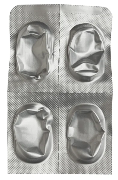 Kabarcıklardaki haplar beyaz arka planda izole edilmiş