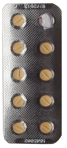 Tabletki w blistrze izolowane na białym tle — Zdjęcie stockowe
