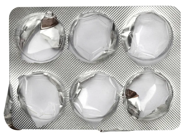 Pilulky v blistru izolované na bílém pozadí — Stock fotografie