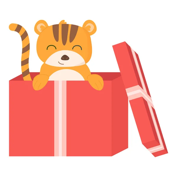 Symbole de tigre mignon de l'année 2022 en style dessin animé — Image vectorielle
