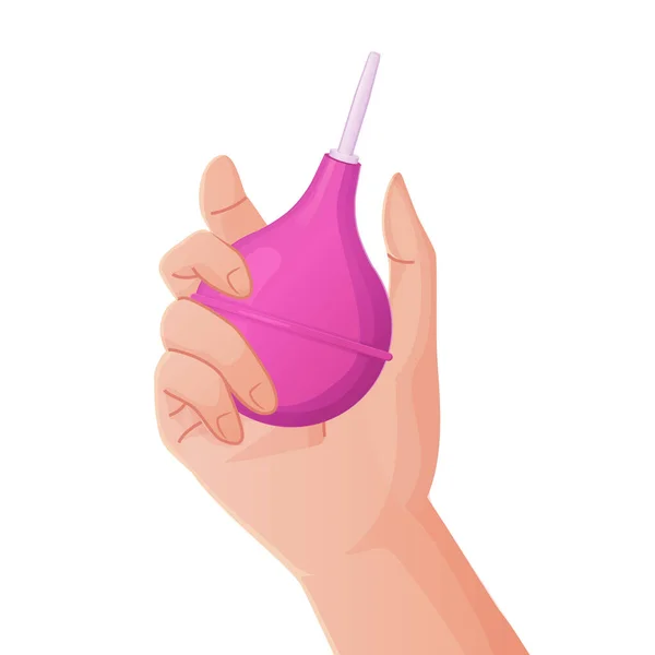 Pembe kauçuk lavman ya da clyster. Tıbbi temizlik vücut temizleme aracı.