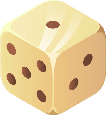 Zar. Kumarhane, şans oyunları, servet, karar konsepti. Bir, iki ve beş nokta, stok vektör çizimi gerçekçi katoon tarzında beyaz arka planda izole.