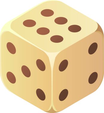 Zar. Kumarhane, şans oyunları, servet, karar konsepti. Dört, beş ve altı nokta. Stok vektör illüstrasyonu gerçekçi katoon tarzında beyaz arkaplanda izole edildi.