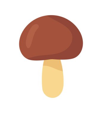 Kahverengi mantar çizimi beyaz arkaplanda düz çizgi film tarzında izole edilmiş. Orman yiyecekleri konsepti