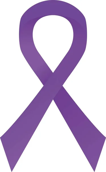 Purple Awareness Ribbon Violet Support Badge Breast Cancer Symbol Stock — Stock Vector