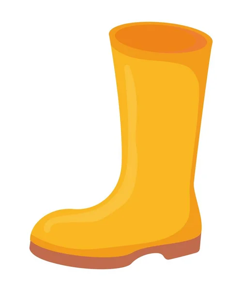 Fall Yellow Rubber Boot Shoe Gardening Rainy Cloth Concept Stock — Vetor de Stock