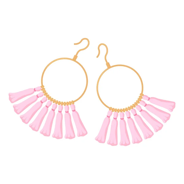 Pink Gold Bohemian Handmade Earrings Ethnic Style Stock Vector Illustration — Stockvektor