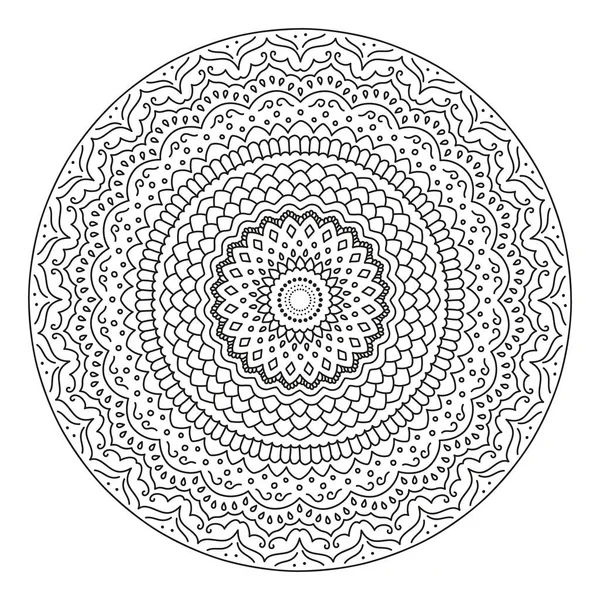 Sunflower Mandala Ornament Coloring Book Drawing Stock Vector Illustration Oriental — Vector de stock