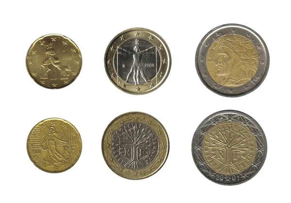 Altı İtalyan euro coins — Stok fotoğraf