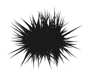 Keskin kenarlı yuvarlak siyah nokta, düz stil vektör çizimi, beyaz üzerinde izole.