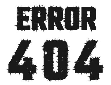 Sivri uçlu düz çizgili 404 numaralı dikenli yazı hatası. beyaz üzerine izole.