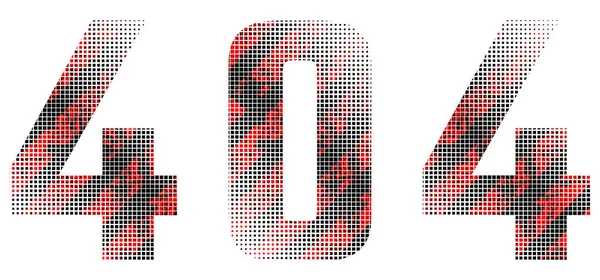 Grunge Lettering 404 Con Mezza Tonalità Quadrata Disegno Rosso Nero — Vettoriale Stock