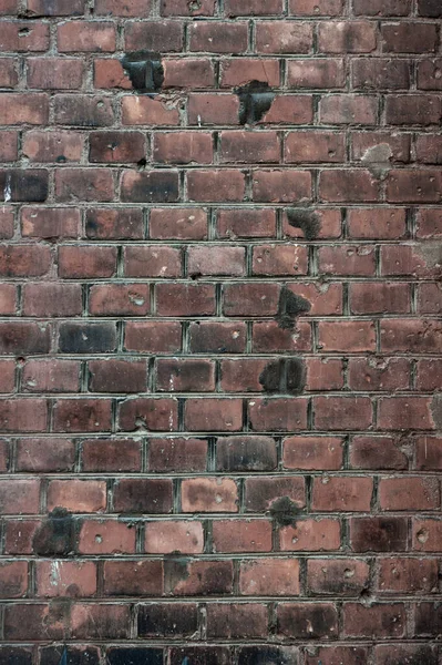 Увядшая Красная Кирпичная Стена Широкая Грубая Винтажная Текстура Грязная Стена — стоковое фото