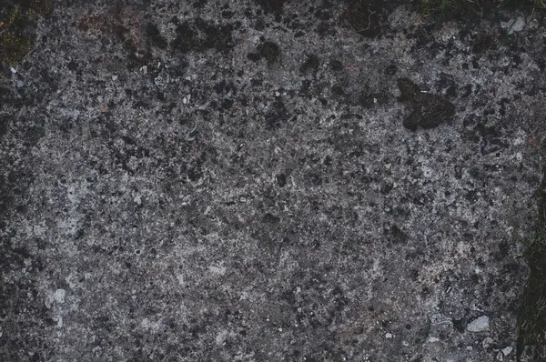 石材表面 带有深色模子和苔藓 黑色老式背景特写 黑色花岗岩质感 — 图库照片