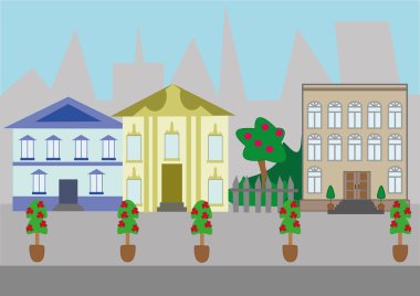 Avrupa sokaklarında çizim vektör