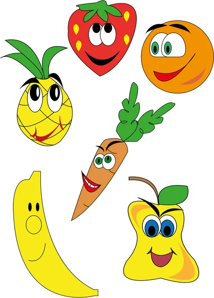 Векторні малюнки кумедних фруктів та овочів — стоковий вектор