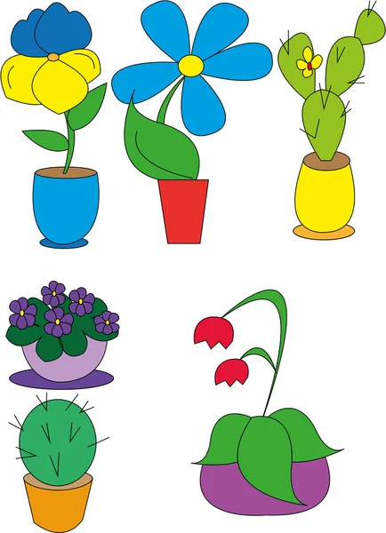 Plantes en pot en pots — Image vectorielle