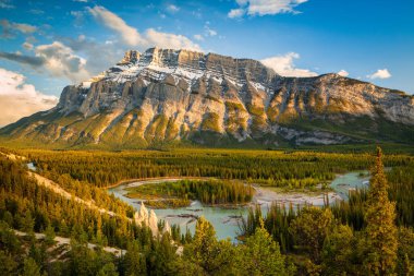 Mount Rundle and the Banff Hoodoos in late afternoon - Banff National Park, Alberta