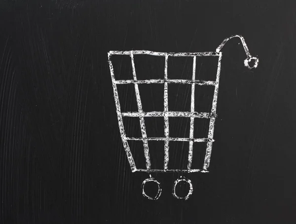 Shopping Cart on a Blackboard — Stock Photo, Image